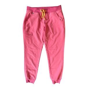 Figs Zamora High Waisted Jogger Scrub Pants in Neon Pink Size Medium